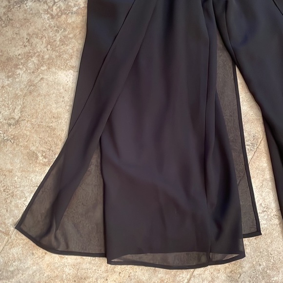 Xscape strapless jumpsuit 2 petite black with sheer overlay - Picture 5 of 7